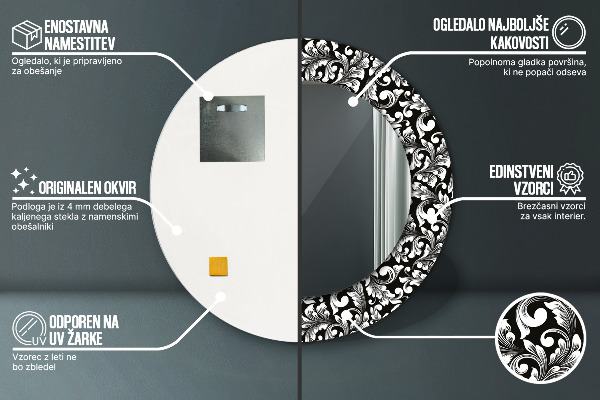 Miroir rond imprimé Ornement