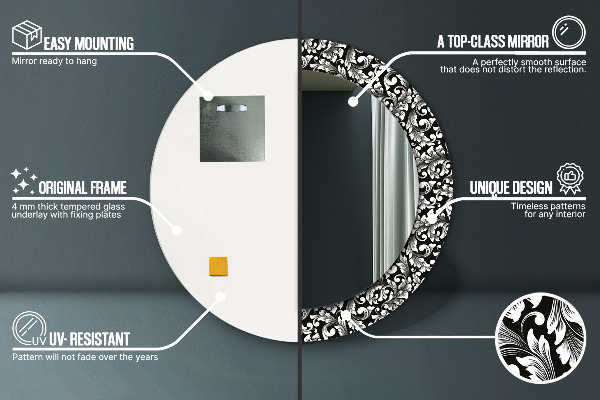 Miroir rond imprimé Ornement