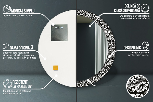 Miroir rond imprimé Ornement