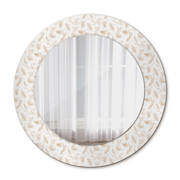 Miroir rond imprimé Plumes