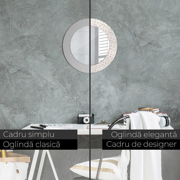 Miroir rond imprimé Plumes