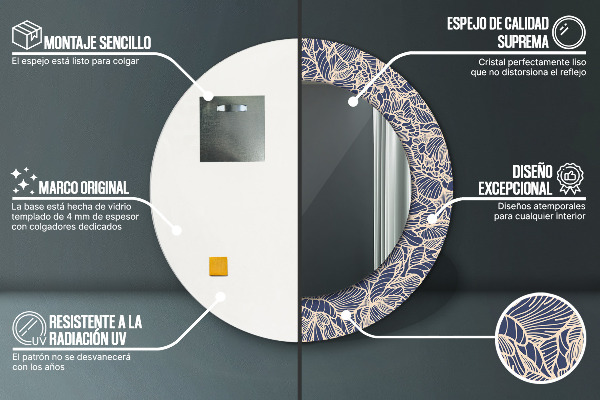 Miroir rond imprimé Fleurs