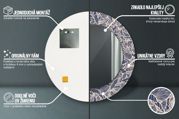 Miroir rond imprimé Fleurs