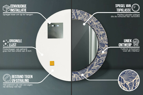 Miroir rond imprimé Fleurs