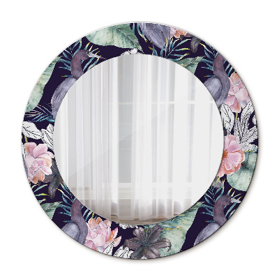 Miroir rond imprimé Caps birds