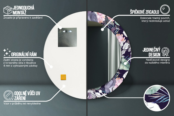 Miroir rond imprimé Caps birds