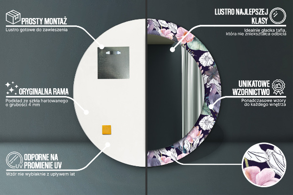 Miroir rond imprimé Caps birds