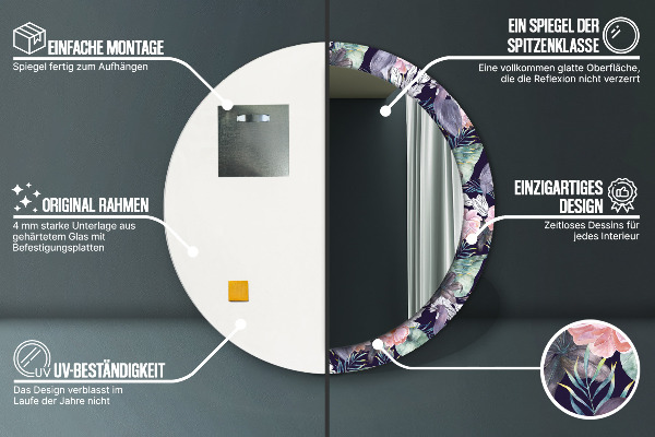 Miroir rond imprimé Caps birds