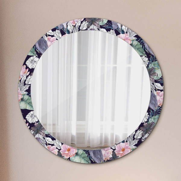 Miroir rond imprimé Caps birds