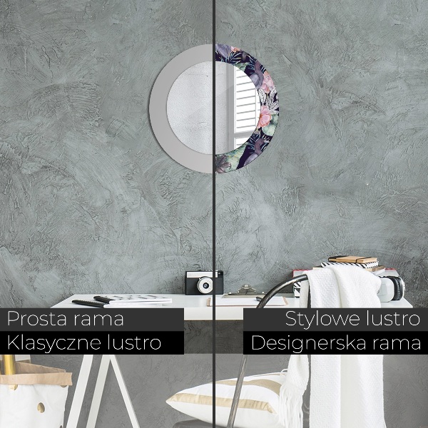 Miroir rond imprimé Caps birds