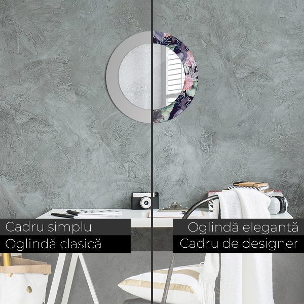 Miroir rond imprimé Caps birds