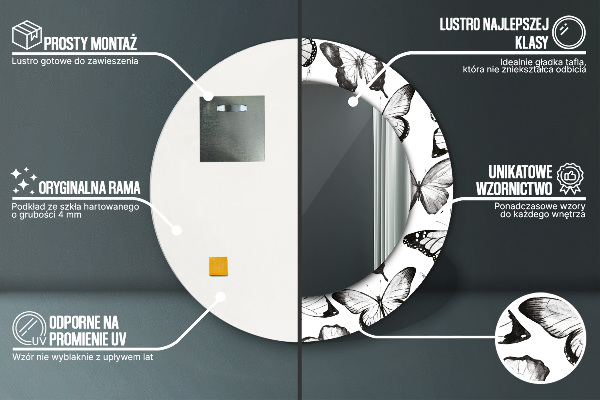 Miroir rond imprimé Papillon