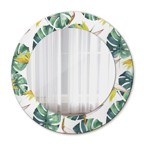 Miroir rond imprimé Feuilles tropicales