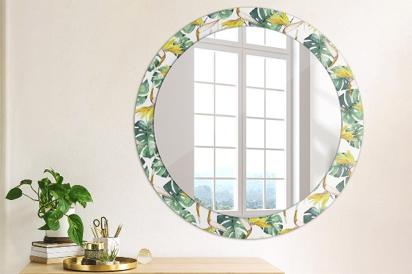 Miroir rond imprimé Feuilles tropicales