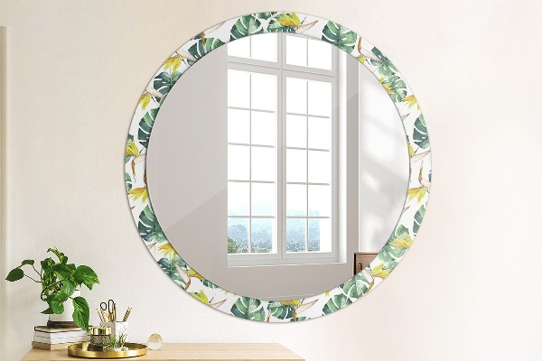 Miroir rond imprimé Feuilles tropicales