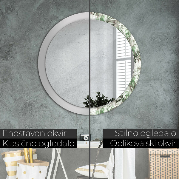 Miroir rond imprimé Feuilles d'aquarelle