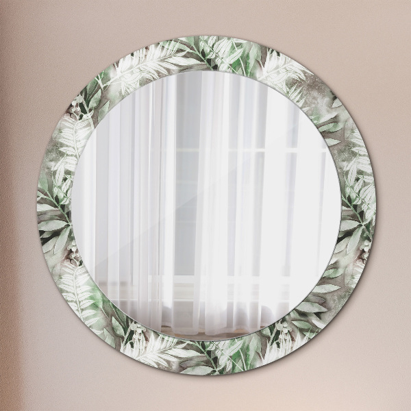Miroir rond imprimé Feuilles d'aquarelle