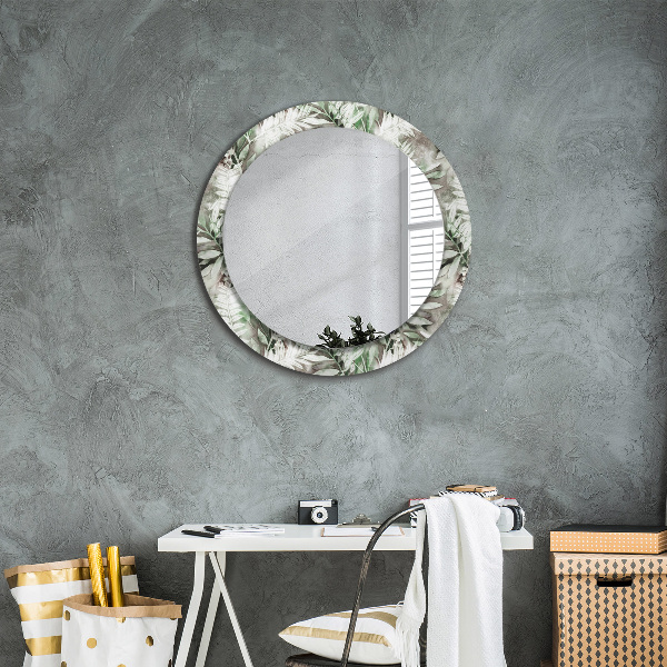 Miroir rond imprimé Feuilles d'aquarelle