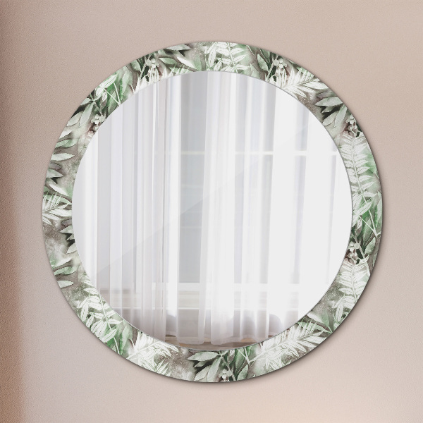Miroir rond imprimé Feuilles d'aquarelle