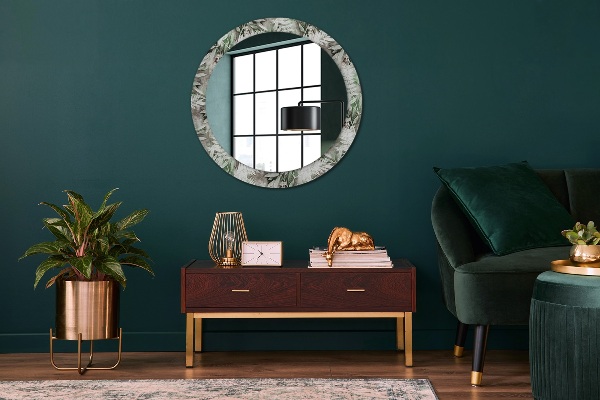 Miroir rond imprimé Feuilles d'aquarelle