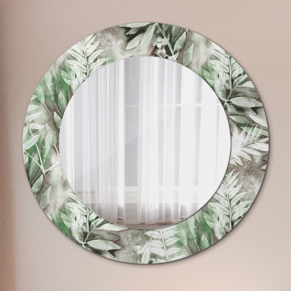 Miroir rond imprimé Feuilles d'aquarelle
