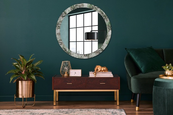 Miroir rond imprimé Feuilles d'aquarelle