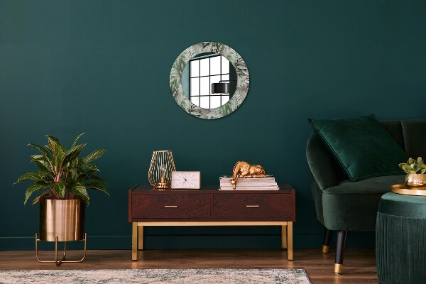 Miroir rond imprimé Feuilles d'aquarelle