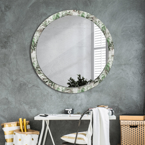 Miroir rond imprimé Feuilles d'aquarelle
