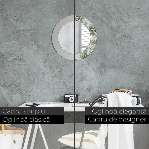 Miroir rond imprimé Feuilles d'aquarelle