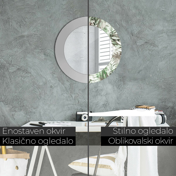 Miroir rond imprimé Feuilles d'aquarelle