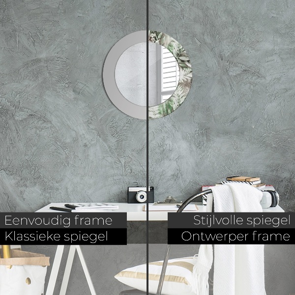 Miroir rond imprimé Feuilles d'aquarelle