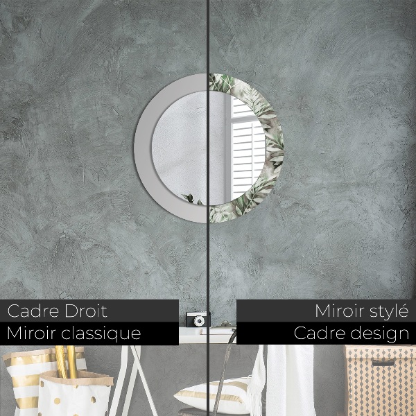 Miroir rond imprimé Feuilles d'aquarelle