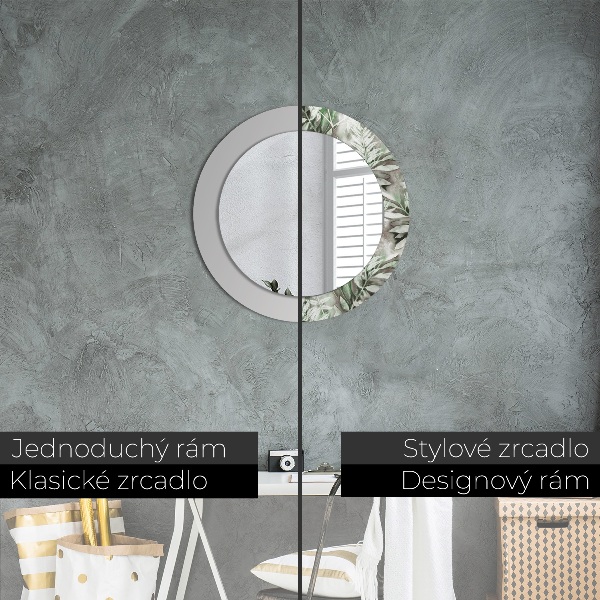 Miroir rond imprimé Feuilles d'aquarelle