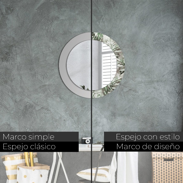 Miroir rond imprimé Feuilles d'aquarelle