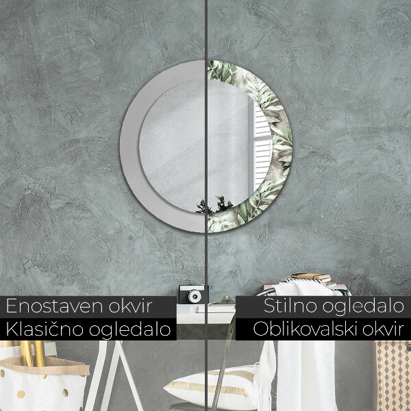 Miroir rond imprimé Feuilles d'aquarelle