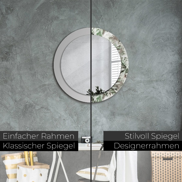 Miroir rond imprimé Feuilles d'aquarelle