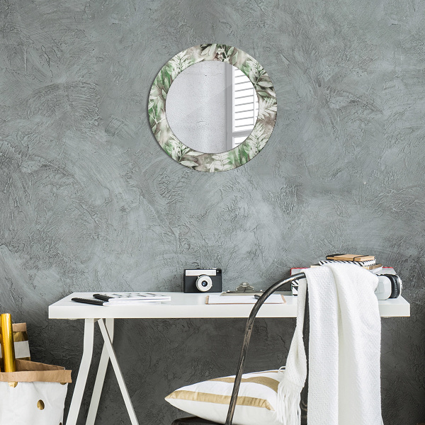 Miroir rond imprimé Feuilles d'aquarelle