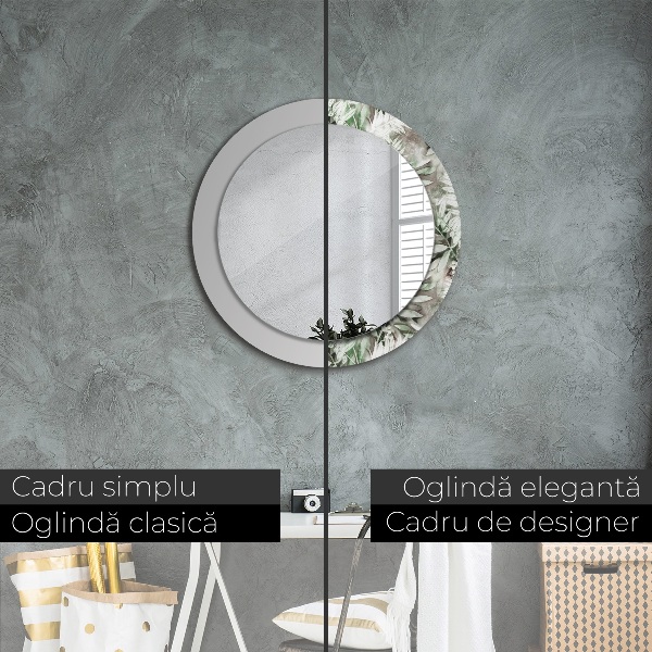 Miroir rond imprimé Feuilles d'aquarelle