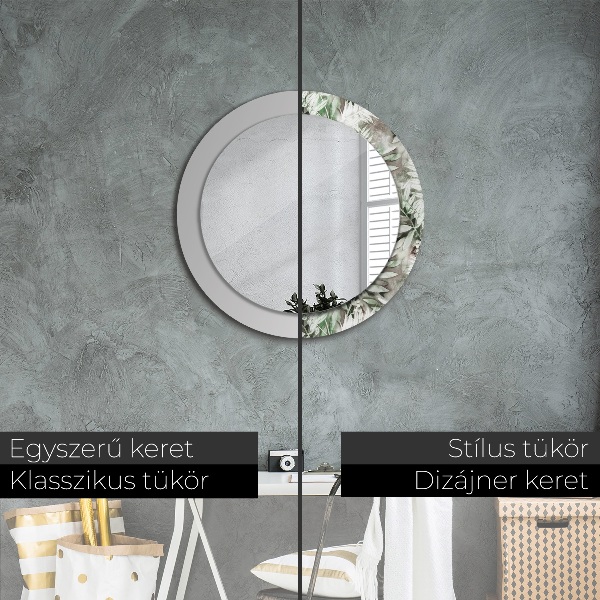 Miroir rond imprimé Feuilles d'aquarelle