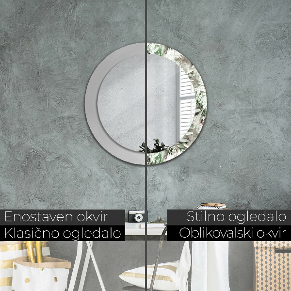 Miroir rond imprimé Feuilles d'aquarelle