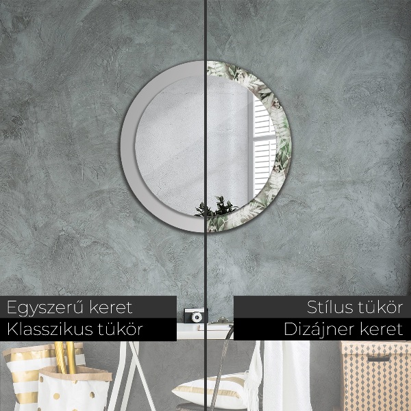 Miroir rond imprimé Feuilles d'aquarelle