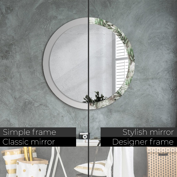 Miroir rond imprimé Feuilles d'aquarelle