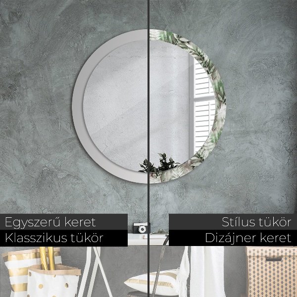 Miroir rond imprimé Feuilles d'aquarelle