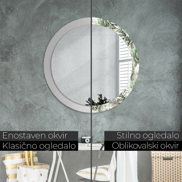 Miroir rond imprimé Feuilles d'aquarelle
