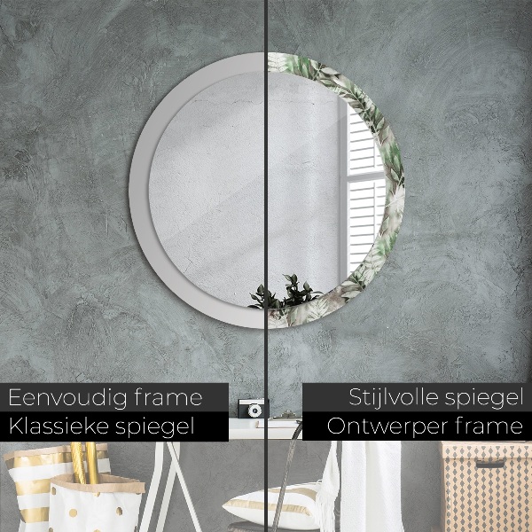 Miroir rond imprimé Feuilles d'aquarelle