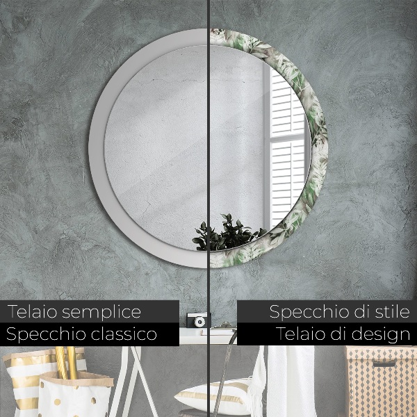 Miroir rond imprimé Feuilles d'aquarelle