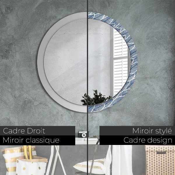 Miroir rond imprimé Feuilles