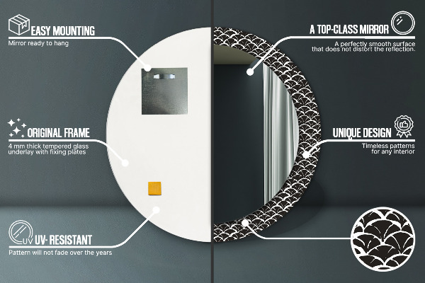 Miroir rond avec décoration Écailles orientales
