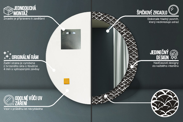 Miroir rond avec décoration Écailles orientales