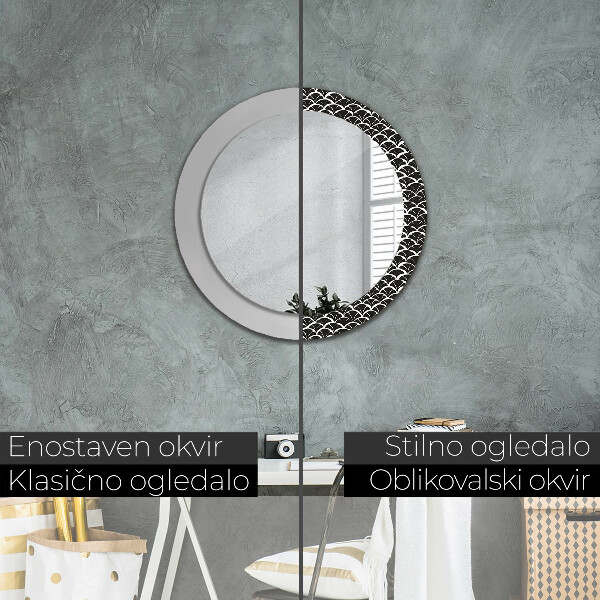 Miroir rond avec décoration Écailles orientales